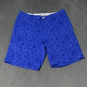 Peter Millar Shorts Mens 34 Blue Stretch Chino Dandelion Novelty Print Golf Prep